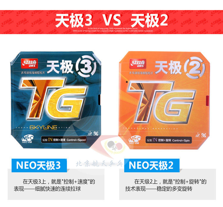 恋尚红双喜尼傲奥NEO天极3乒乓球胶皮套胶天极3天极2乒乓球拍胶皮