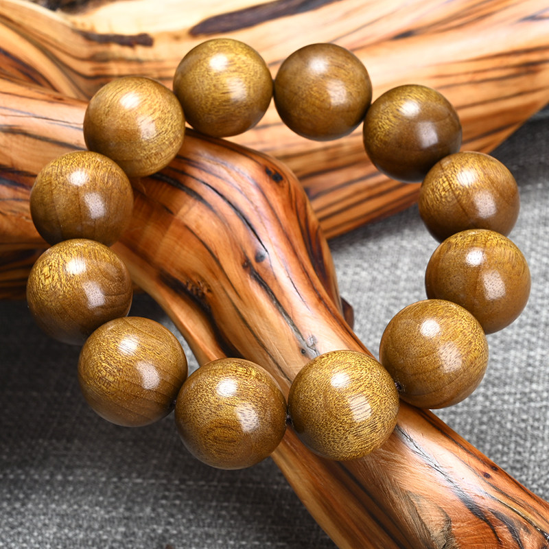 四川小叶桢楠木20手串文玩拆房料乌金底阴沉金丝楠念珠情侣款