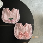 ins韩版 婴儿防水围嘴纯棉口水巾宝宝围兜公主荷叶边围脖防吐奶巾