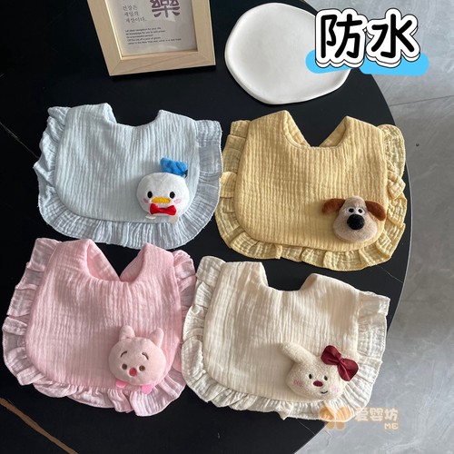 婴儿防水围嘴宝宝洋气卡通玩偶