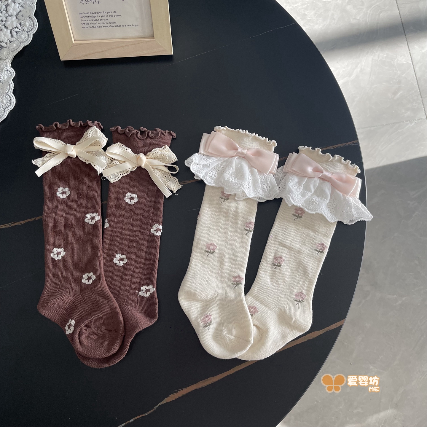 婴儿春秋纯棉公主风长筒袜子