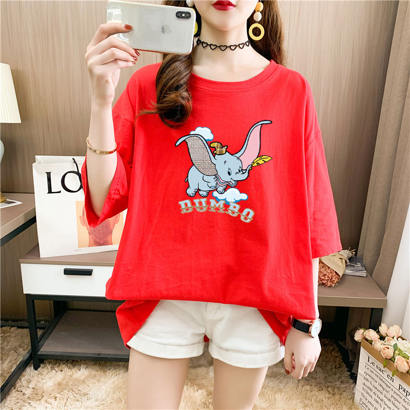 Real shooting 26 pieces of pure cotton medium length loose oversize summer clothes 9 colors Korean Short Sleeve T-shirt for women