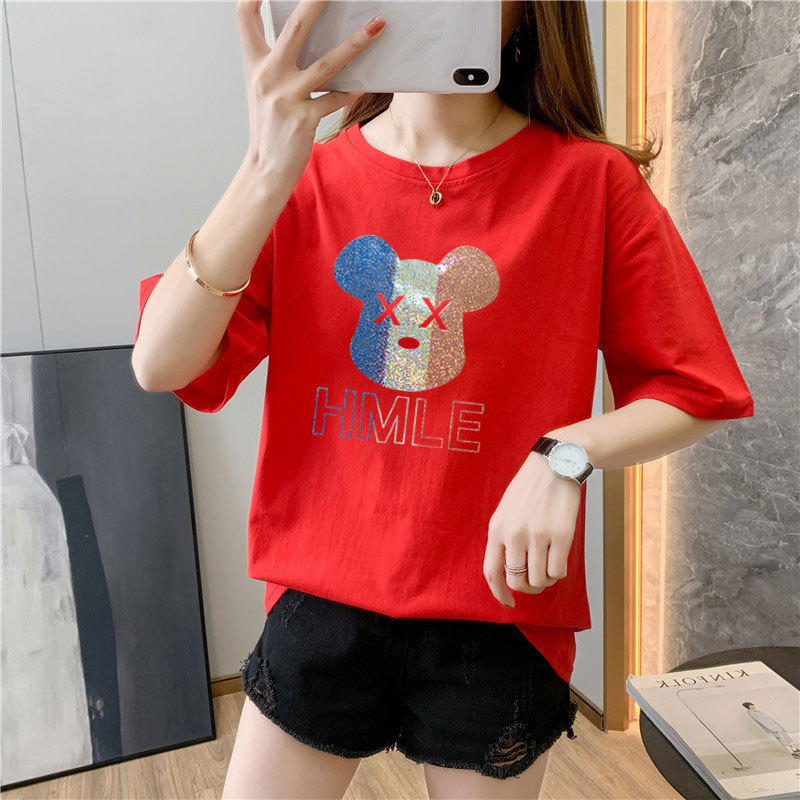 White cotton short sleeve t-shirt female 9 colors new summer T-shirt net red ins super fire top