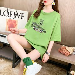 實拍26支純棉中長款寬鬆加大碼夏裝9個顏色韓版短袖T恤女