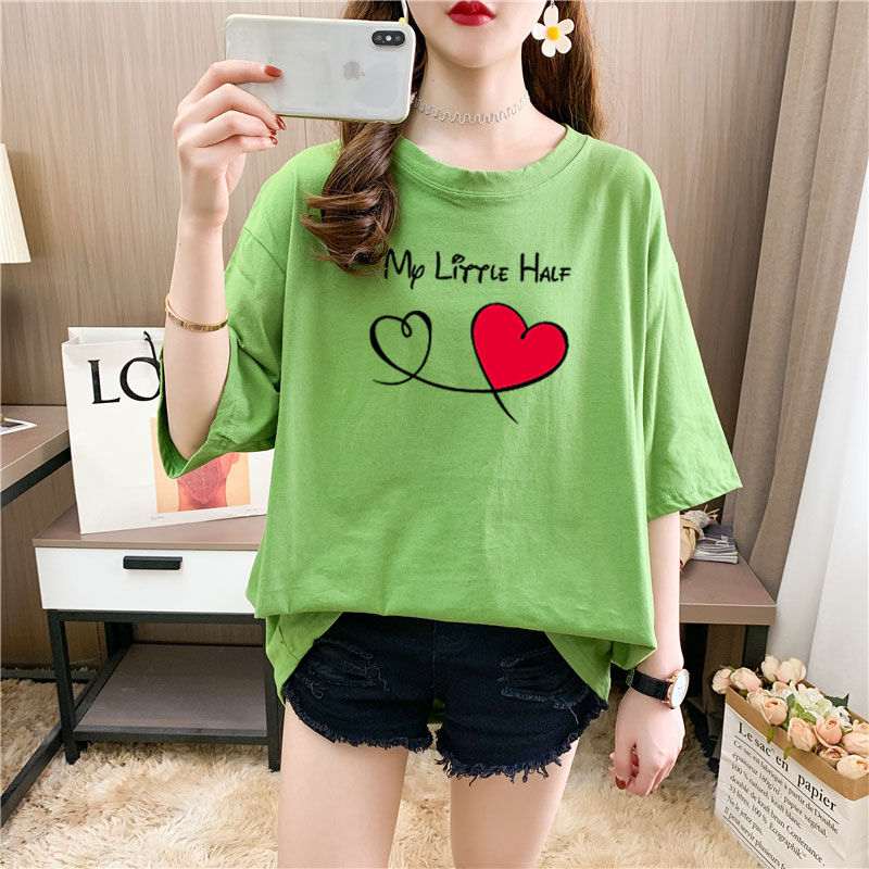 Real shooting 26 pieces of pure cotton medium length loose oversize summer clothes 9 colors Korean Short Sleeve T-shirt for women