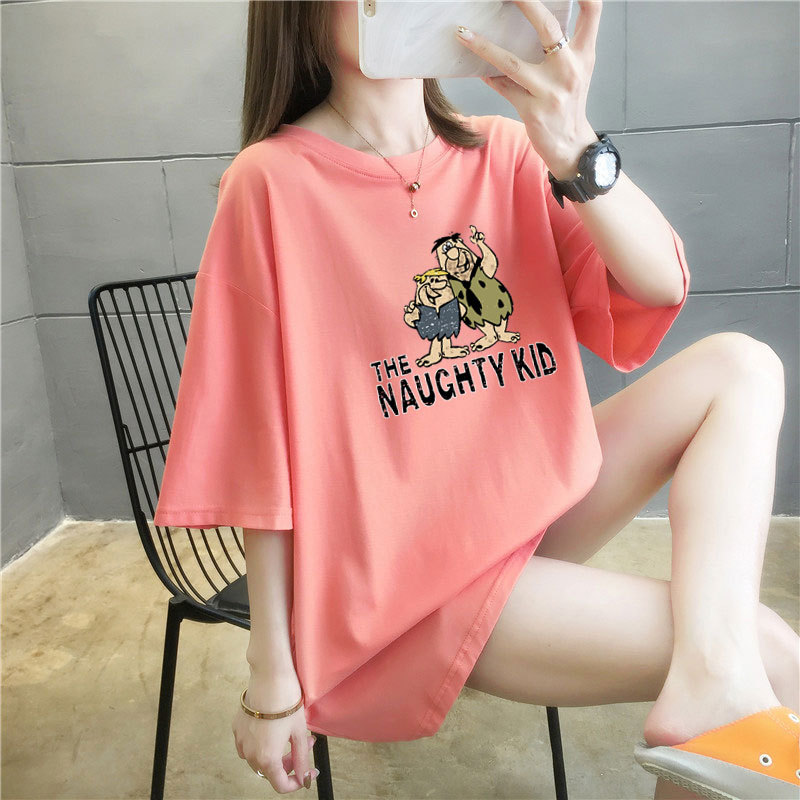 5 colors summer fat mm200kg plus medium length cotton Korean Short Sleeve T-Shirt