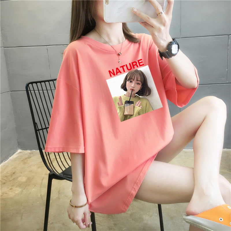 5個顏色夏季胖MM200斤加大碼中長款純棉韓版短袖t恤女