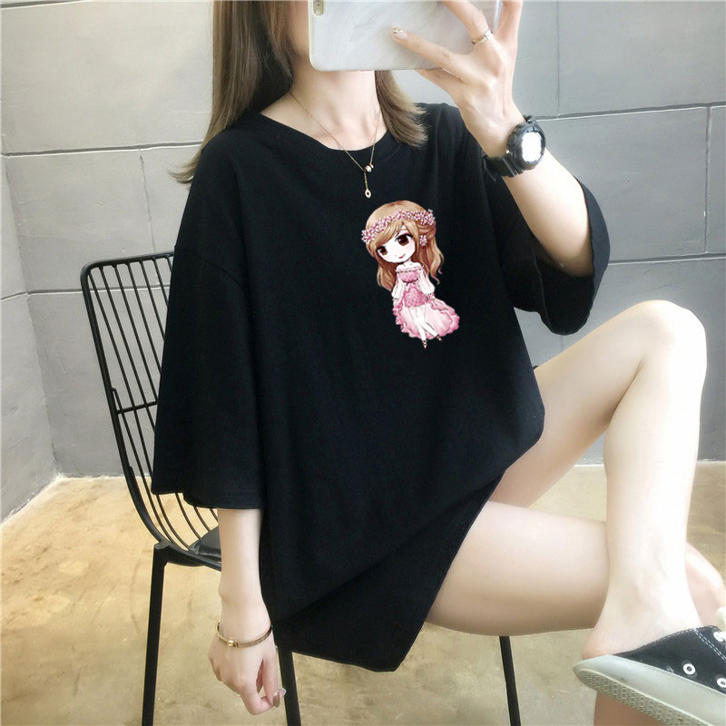 5 colors summer fat mm200kg plus medium length cotton Korean Short Sleeve T-Shirt