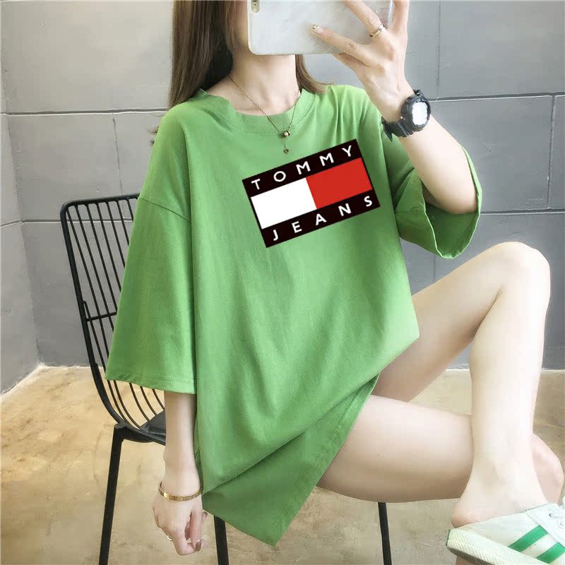 5 colors summer fat mm200kg plus medium length cotton Korean Short Sleeve T-Shirt