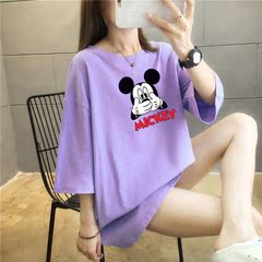 5 colors summer fat mm200kg plus medium length cotton Korean Short Sleeve T-Shirt