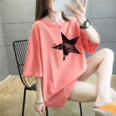 5個顏色夏季胖MM200斤加大碼中長款純棉韓版短袖t恤女