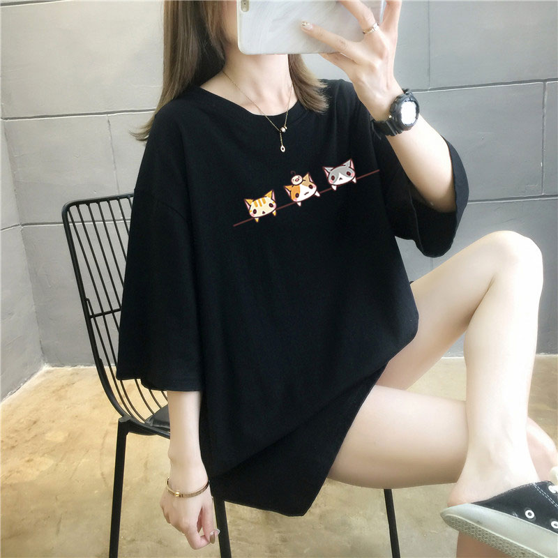 5 colors summer fat mm200kg plus size medium length 26pcs cotton Korean Short Sleeve T-Shirt