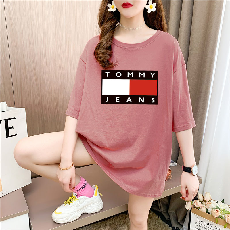 Real shooting 26 pieces of pure cotton medium length loose oversize summer clothes 9 colors Korean Short Sleeve T-shirt for women