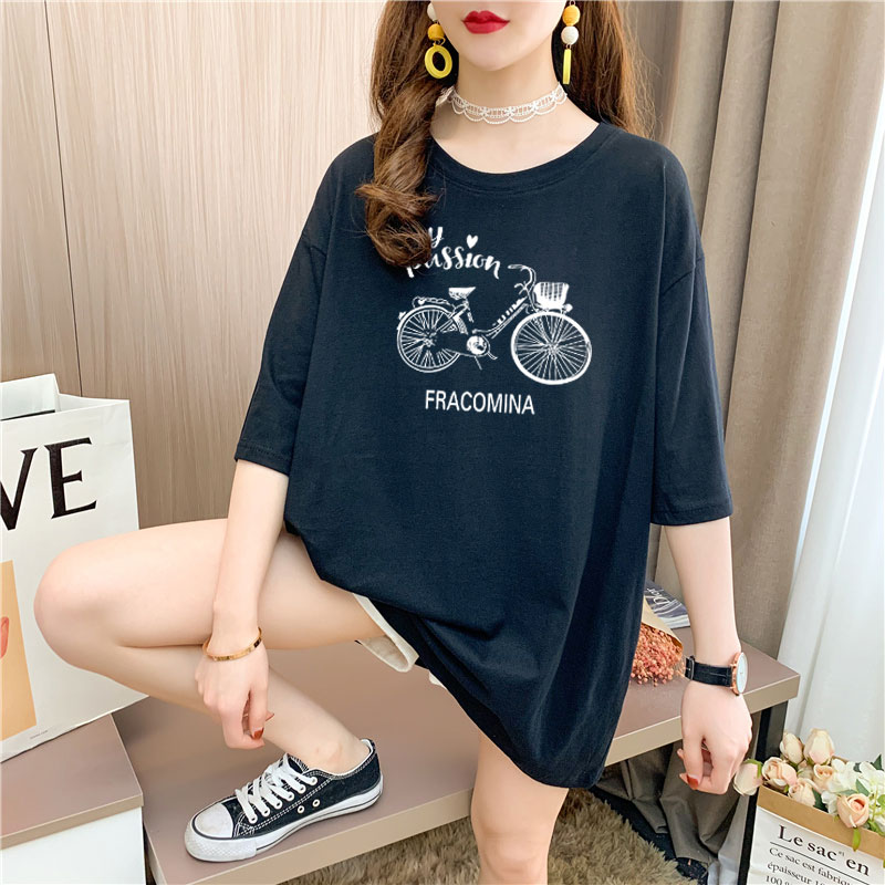 Real shooting 26 pieces of pure cotton medium length loose oversize summer clothes 9 colors Korean Short Sleeve T-shirt for women