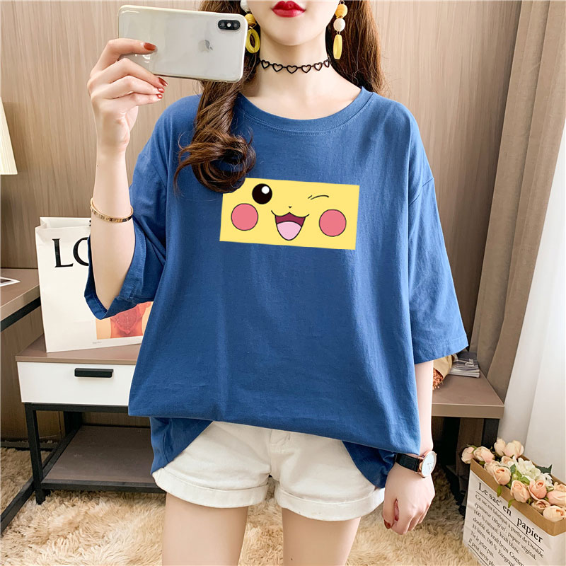 Real shooting 26 pieces of pure cotton medium length loose oversize summer clothes 9 colors Korean Short Sleeve T-shirt for women