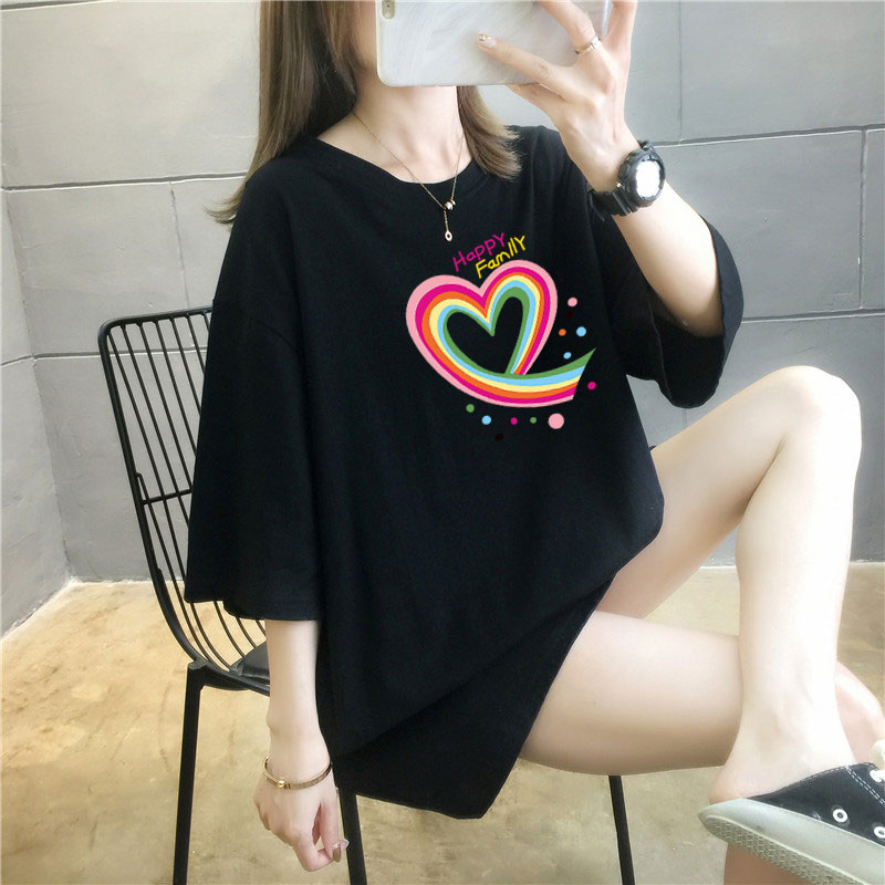 5 colors summer fat mm200kg plus medium length cotton Korean Short Sleeve T-Shirt