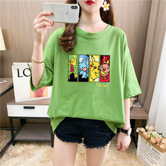 實拍26支純棉中長款寬鬆加大碼夏裝9個顏色韓版短袖T恤女