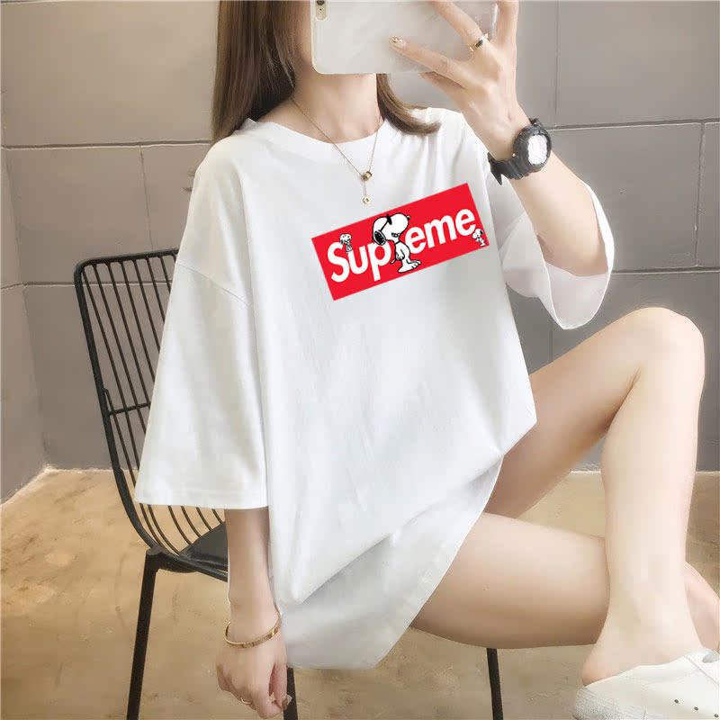 5個顏色夏季胖MM200斤加大碼中長款純棉韓版短袖t恤女