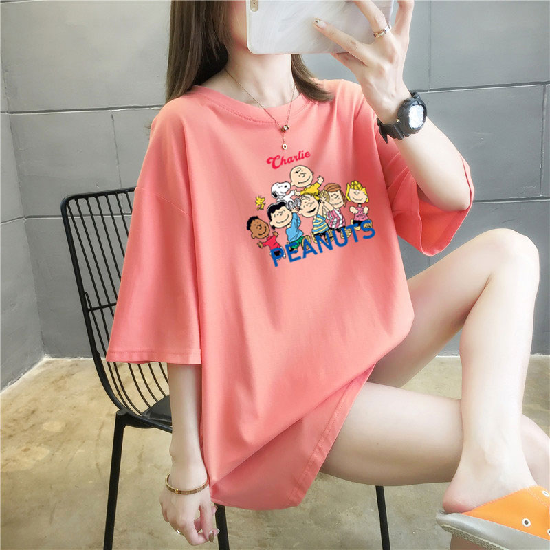 5 colors summer fat mm200kg plus medium length cotton Korean Short Sleeve T-Shirt