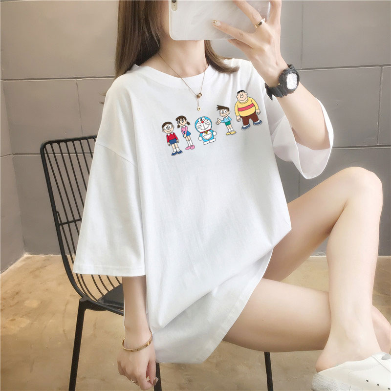 5 colors summer fat mm200kg plus medium length cotton Korean Short Sleeve T-Shirt