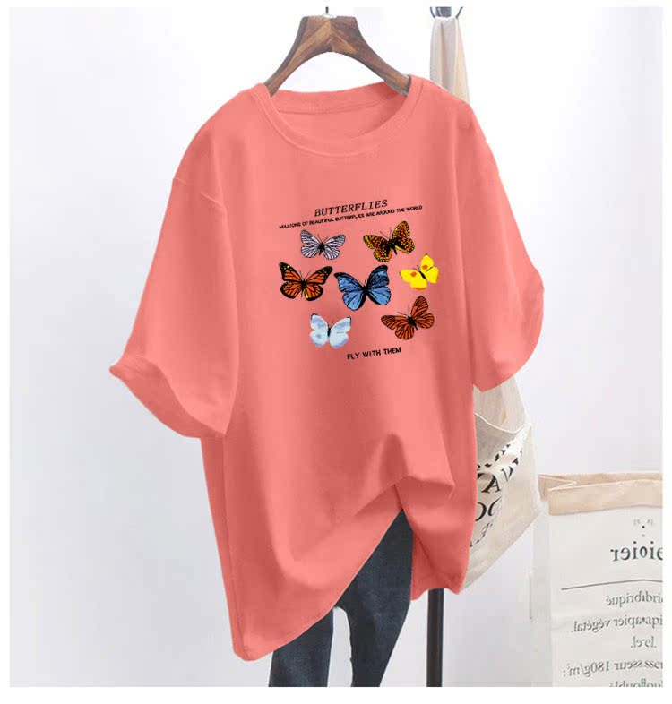 5 colors summer fat mm200kg plus size medium length 26pcs cotton Korean Short Sleeve T-Shirt