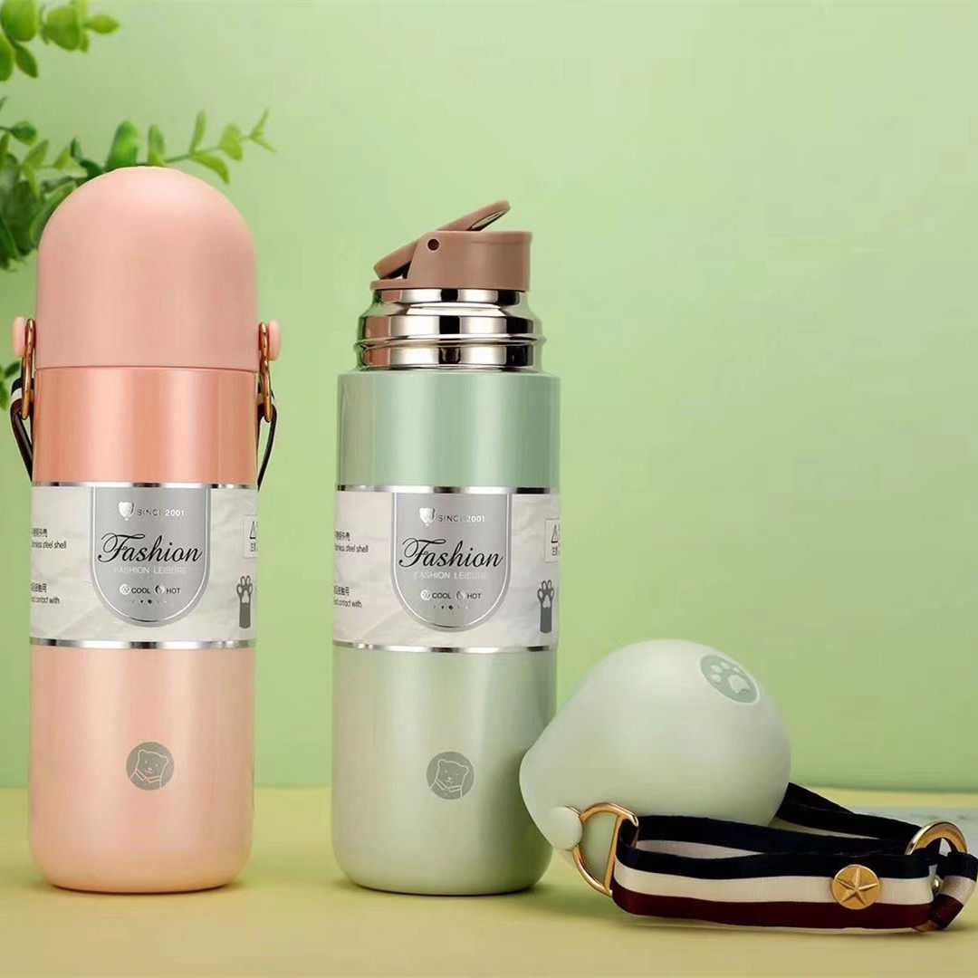 新款高颜值女士保温杯子挎包式提绳水杯可爱学生杯随身伊人时尚杯