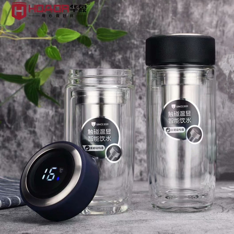 新款温度显示大容量硼硅玻璃杯