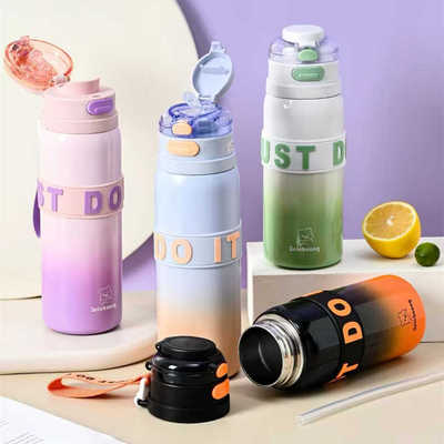 学生大容量吸管杯高颜值不锈钢