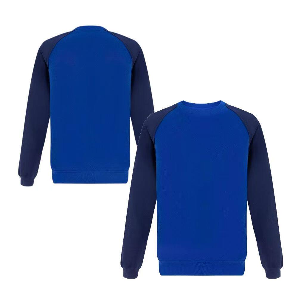 新款春秋蓝色长袖圆领衫体能卫衣男女长袖训练服春秋冬季打底衫