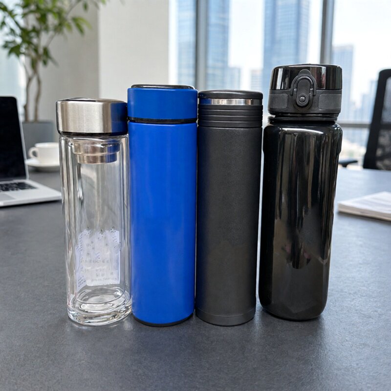 消防双层玻璃水杯保温杯运动水壶