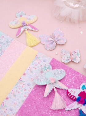 easymaker手工DIY古风发夹国风边夹风筝发饰闪光布料燕子胸针