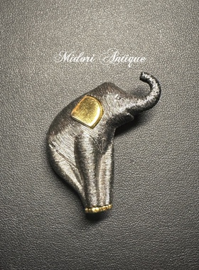 Liz Claiborne  LC大象拉丝金银双色立体动物胸针vintage