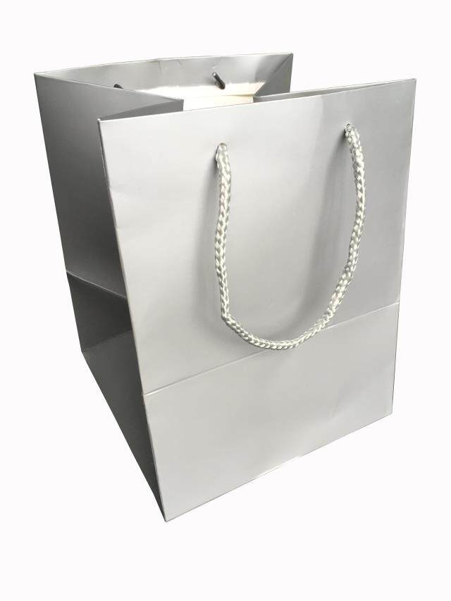 正方形底银色加厚覆膜防水加宽底部方体袋蛋糕花盒礼品袋现货