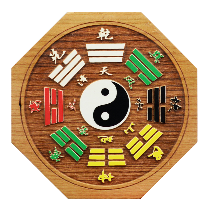 桃木八卦盘阴阳八卦镜桃木镜挂件太极八卦图木雕家居饰品