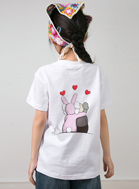 kaws爱心 透气印花夏季全棉短袖T恤男女幼儿园儿童装宝宝Warhol