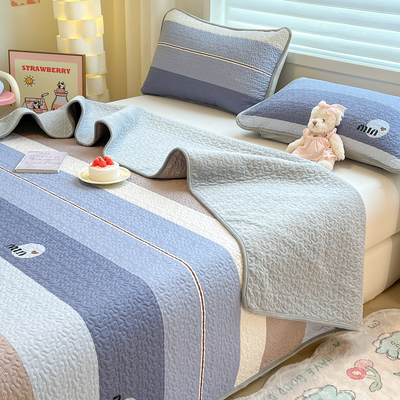 品牌款AB版全棉牛奶绒床盖四季用榻榻米夹棉床单纯棉床褥垫三件套