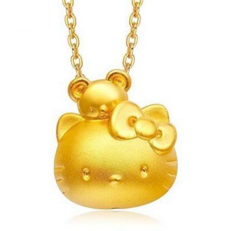 Korean Edition fashion Sterling Silver 3D Hard gold Hello Kitty Hello Kitty KT Pendant Necklace giftin the Accessories/Fashion Jewelry, Pendant/Pendant  category - from Buy2taobao.com to provide professional Taobao agent buy service