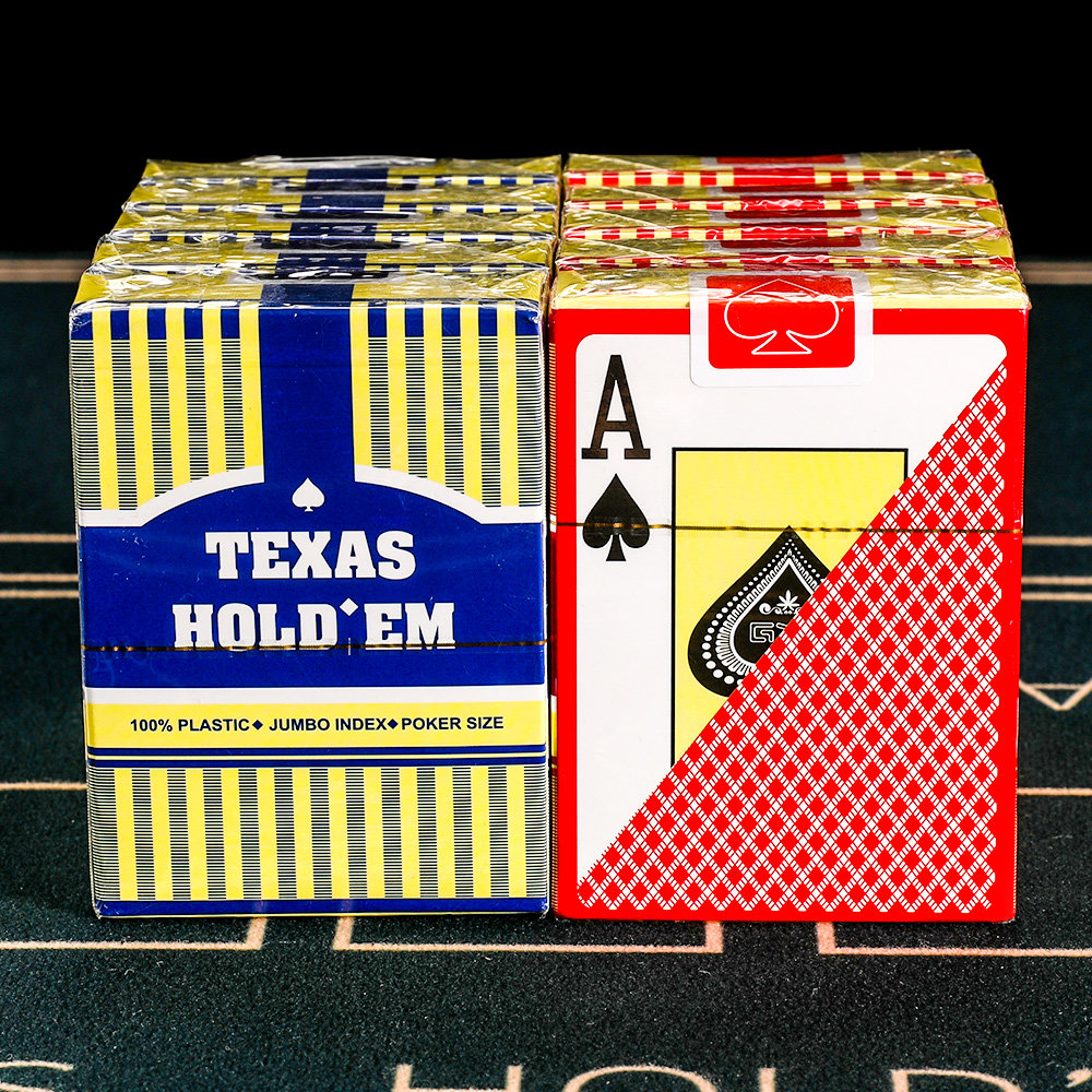 包邮 大字塑料扑克 TEXAS HOLD‘EM 德州扑克牌 附切牌片  10付