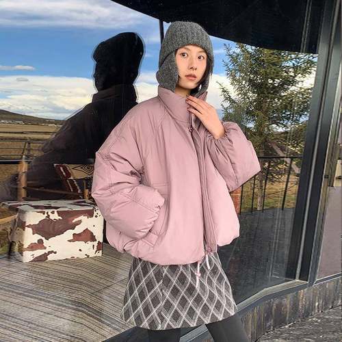 MOXI 十三行女装2025冬季新款白鸭绒立领泡芙羽绒服女短款外套女