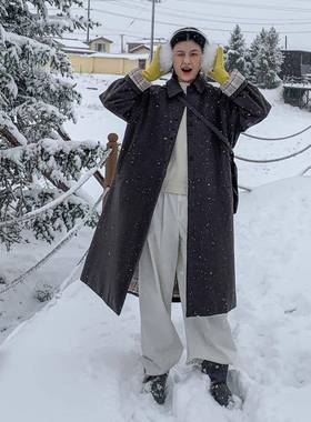 MOXI十三行女装2025冬季新款韩版长款风衣外套女加厚夹棉棉服棉衣