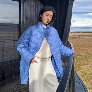 MOXI十三行女装2025年冬季新款休闲立领中长款羽绒服外套棉衣棉服