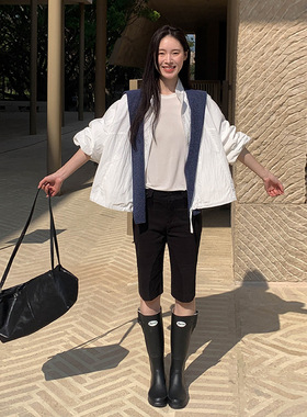 MOXI十三行女装2026年春季新款韩系长袖立领短款风衣外套女上衣