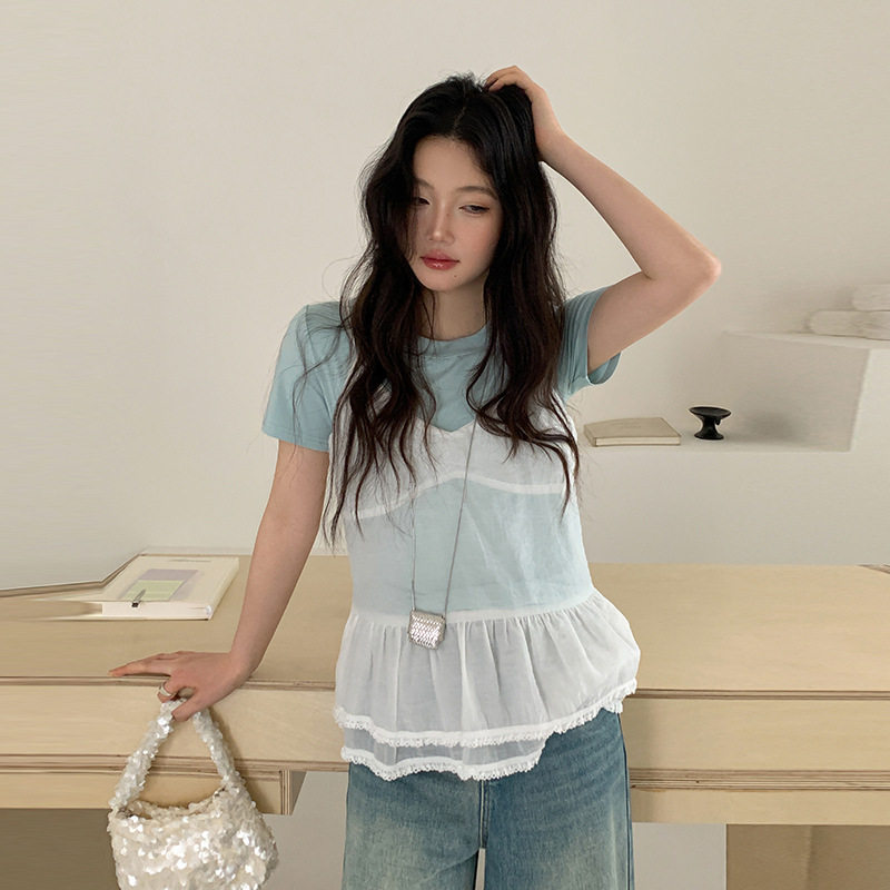 MOXI十三行女装2026年春季新款韩系叠穿吊带背心抽褶纯色上衣女