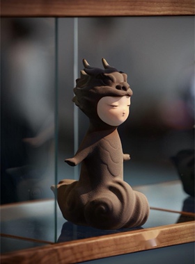 原创陶艺家软装饰品御风龙娃样板间售楼部手工摆件儿童房电视柜