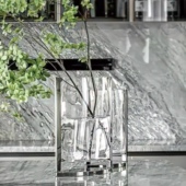 现代轻奢创意玻璃花器银色花瓶样板间餐桌茶几软装 饰品玄关摆件