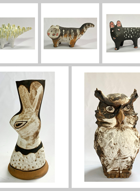 卡通现代简约抽象艺术陶瓷动物摆件客厅儿童房样板间酒店装饰摆设