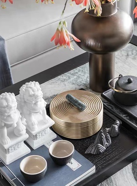 新中式样板间组合摆件陶瓷