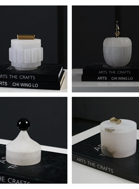 简约现代创意摆件书房衣帽间首饰盒茶几云石糖果罐样板间收纳罐子