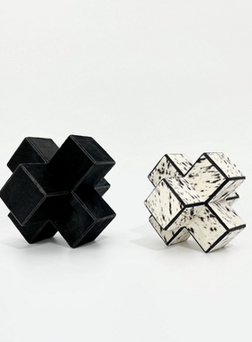 皮质现代极简书房茶几摆件