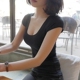 T恤女2025春夏新款 半袖 韩版 显瘦打底衫 纯棉韩国潮 性感修身 U领短袖